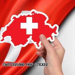 Switzerland Map Sticker: Swiss Gift, Glossy Vinyl Decoration