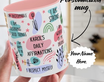 Mental Health Mug Daily Affirmations, Personalized Daily Mug, Positive Vibes Mug, Motivational Quote Mug, Inspirational Cup, Self Love Mug