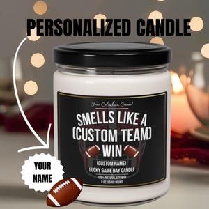 Personalized American Football Candle, Smells Like a Win, Sports Team Gift, Custom Football Decor, Football Lover Gift, Game Day Candle