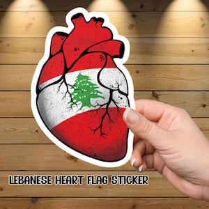Lebanon Heart Flag Sticker: Patriotic Vinyl Decal