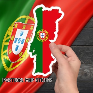 Kaartsticker Portugal, cadeau voor Portugees, kaart Portugal, Portugees decor, cadeausticker, sticker laptopdecor, cadeau voor haar, cadeau voor hem