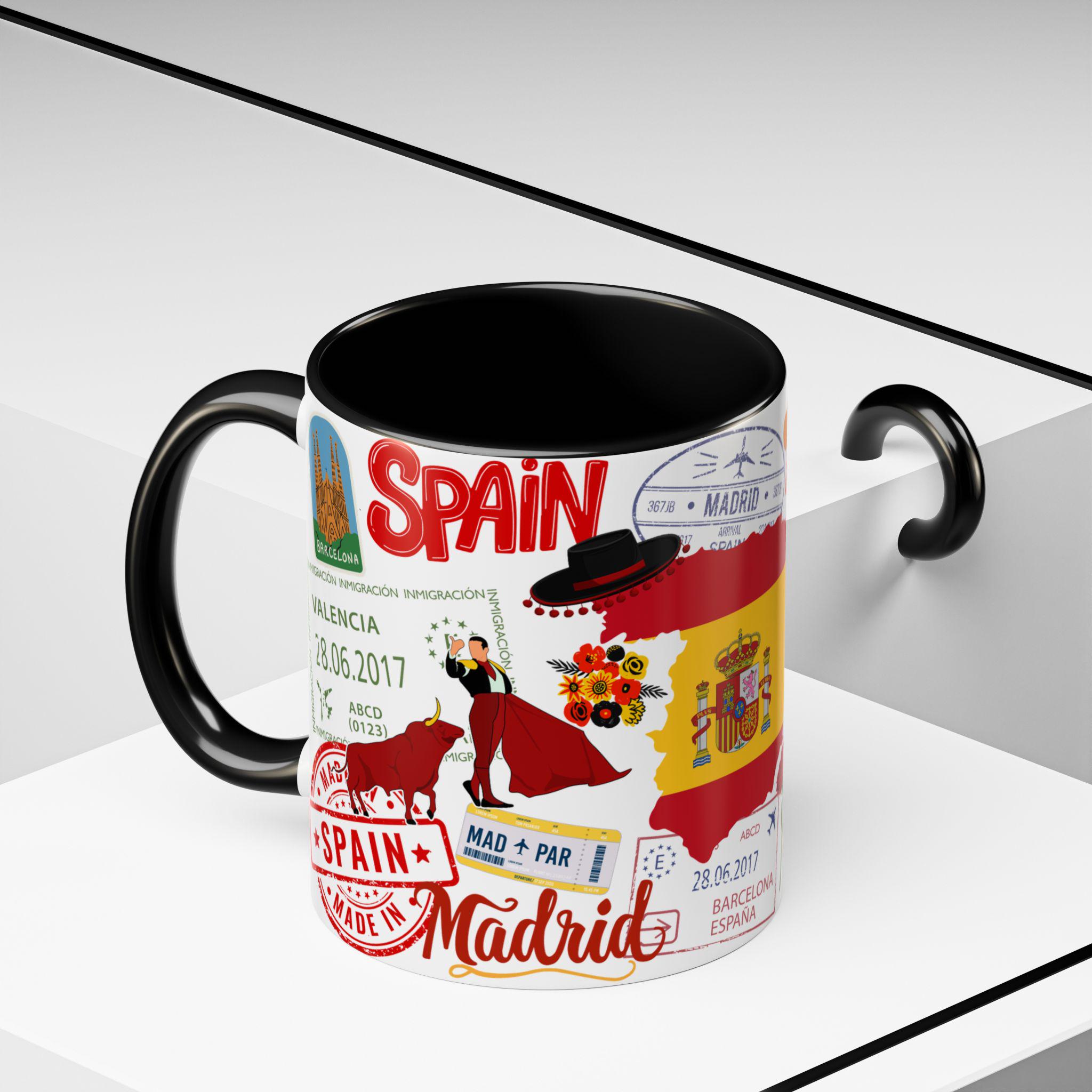 スペイン土産コーヒーマグ：鮮やかな愛国心あふれるお土産、コーヒー 