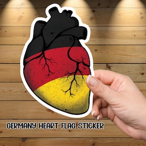 Adesivo con bandiera a forma di cuore della Germania: decalcomania in vinile con orgoglio tedesco