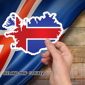 Sticker carte de l'Islande, ajoutez un charme nordique à votre journal ou à votre ordinateur portable, Sticker carte de l'Islande de style vintage, parfait pour les voyageurs désireux de voyager.