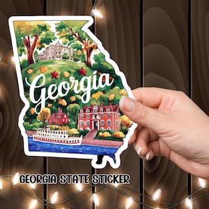 Georgia Kiss-Cut Sticker, State Outline Vinyl Decal, Laptop Sticker, Traveler&#39;s Journal Decoration, Souvenir Gift, Georgia Decal