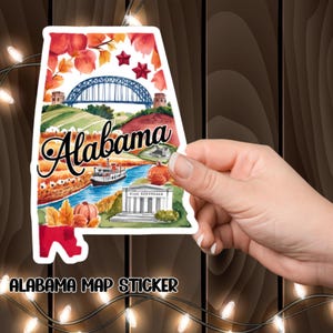Adesivi con la mappa dell&#39;Alabama, adesivi con gli stati degli USA, adesivi da viaggio per bagagli, articoli per scrapbooking e planner, adesivi da viaggio in vinile
