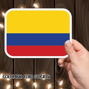 Sticker vlag Colombia - Levendige sticker voor laptops en waterflessen, patriottische vinylsticker, glanzend ontwerp voor telefoonhoesjes en skateboards.