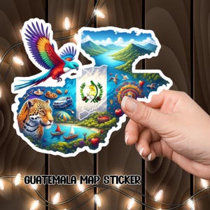Colorful Guatemala Map Decal, Travel Sticker, Laptop Decal, Car Sticker, Adventure Map Decal, Wanderlust Gift, Guatemala Gifts