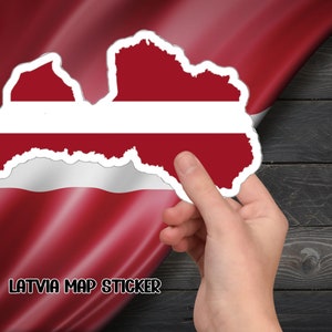 Lettland Kartenaufkleber, perfektes Souvenir-Geschenk für Reisende und Entdecker, Lettland Stolz Aufkleber, detaillierter Kartenaufkleber für Laptops.