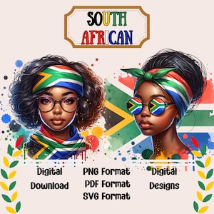 South African Girls Version 2 Digital Images in SVG, PNG, PDF, Instant Download, South African Pride, Digital Clipart Download, African.