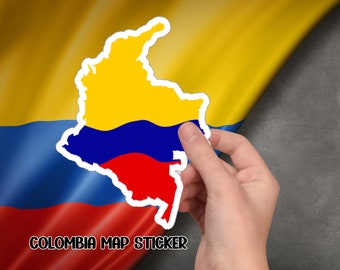Colombia Map Vinyl Sticker – Car Moto Bumper Decal, Outside Wall Decal, Multicolor
