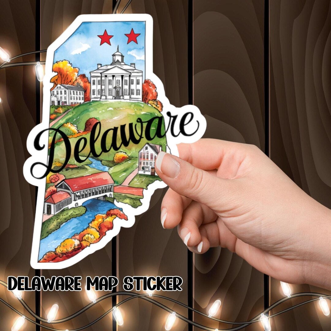 Delaware Map Sticker: Glossy Vinyl State Pride Decal - Etsy