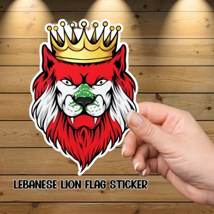 Lebanese Lion Flag Vinyl Decal Sticker, Lebanese Pride Decal, Car Decal, Laptop Sticker, Middle Eastern Decor, Lebanese Gift