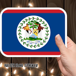 Colorful Belize Flag Sticker, Unique Souvenir for Wanderlust Adventures, Belize Flag Vinyl Sticker, Patriotic Decal for Travelers.