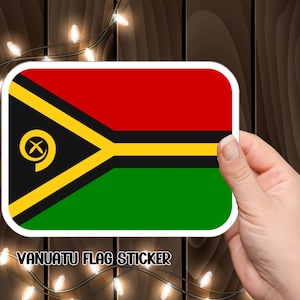 Vinylsticker vlag Vanuatu, sticker Island Vibes, sticker tropische vlag Vanuatu, souvenir eiland, sticker vlag Vanuatu, vinylsticker eiland.
