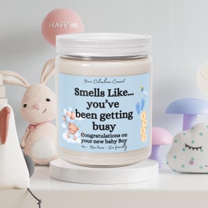 Candela divertente per baby shower: profumo di vaniglia, regalo per neomamme