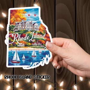 Pegatina troquelada de Rhode Island, calcomanía del estado de EE. UU., calcomanía para laptop, calcomanía para libreta, recuerdo de viaje, calcomanía para álbum de recortes, Rhode Island, EE. UU.