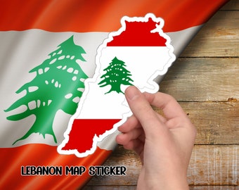 Lebanon Map Sticker, Vinyl Decal for Laptops, Travel Souvenir for Wanderlust, Lebanese Pride Sticker.