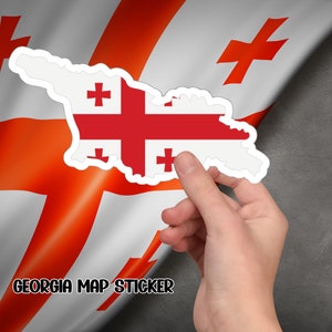 Pegatina del mapa de Georgia, calcomanía de viaje inspirada, pegatina del mapa de exploración de Georgia, perfecta para computadoras portátiles y botellas de agua.