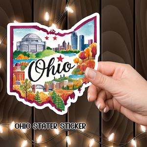 Stickers Ohio Kiss-Cut, sticker État des États-Unis, sticker souvenir voyageur Wanderlust aventure, sticker pour ordinateur portable, sticker fenêtre de voiture, décoration de l'État de l'Ohio