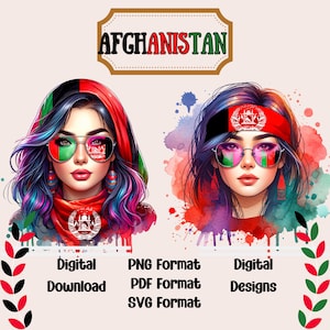 Instant download SVG, PNG and PDF digital images of Afghanistan girls, Afghanistan pride, Afghanistan culture digital clipart download.