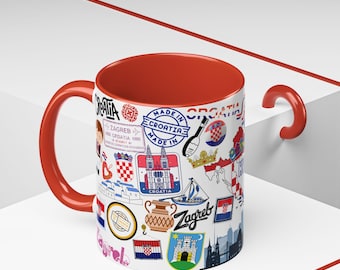 Croatian-Themed Accent Coffee Mug, Travel Souvenir, Gift for Coffee Lovers, Unique Kitchen Decor, Croatia Memorabilia