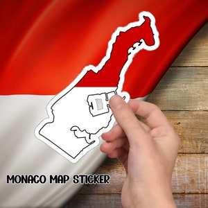 Adhesivo de mapa de Mónaco, Decoración de viaje para aventureros, Adhesivo de vinilo de mapa de Mónaco, Adhesivo para planificadores y maletas