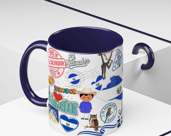 El Salvador koffiemok, levendige kleuren, Salvadoraans cadeau