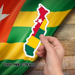 Adesivo colorido do mapa do Togo, presente para amantes de viagens, decalque Wanderlust, adesivo do mapa do Togo, explore e decore seu equipamento.