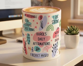 Taza de salud mental con afirmaciones diarias, taza personalizada, cita positiva, regalo de amor propio, regalo para su mejor amiga, taza inspiradora