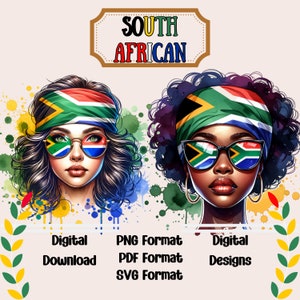 South African Girls Digital Images in SVG, PNG, PDF, Instant Download, South African Pride, Digital Clipart Download, African Clipart.