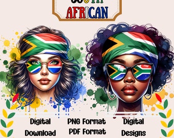 Clipart Zuid-Afrikaanse meisjes: Pride Digital Images (SVG, PNG, PDF)