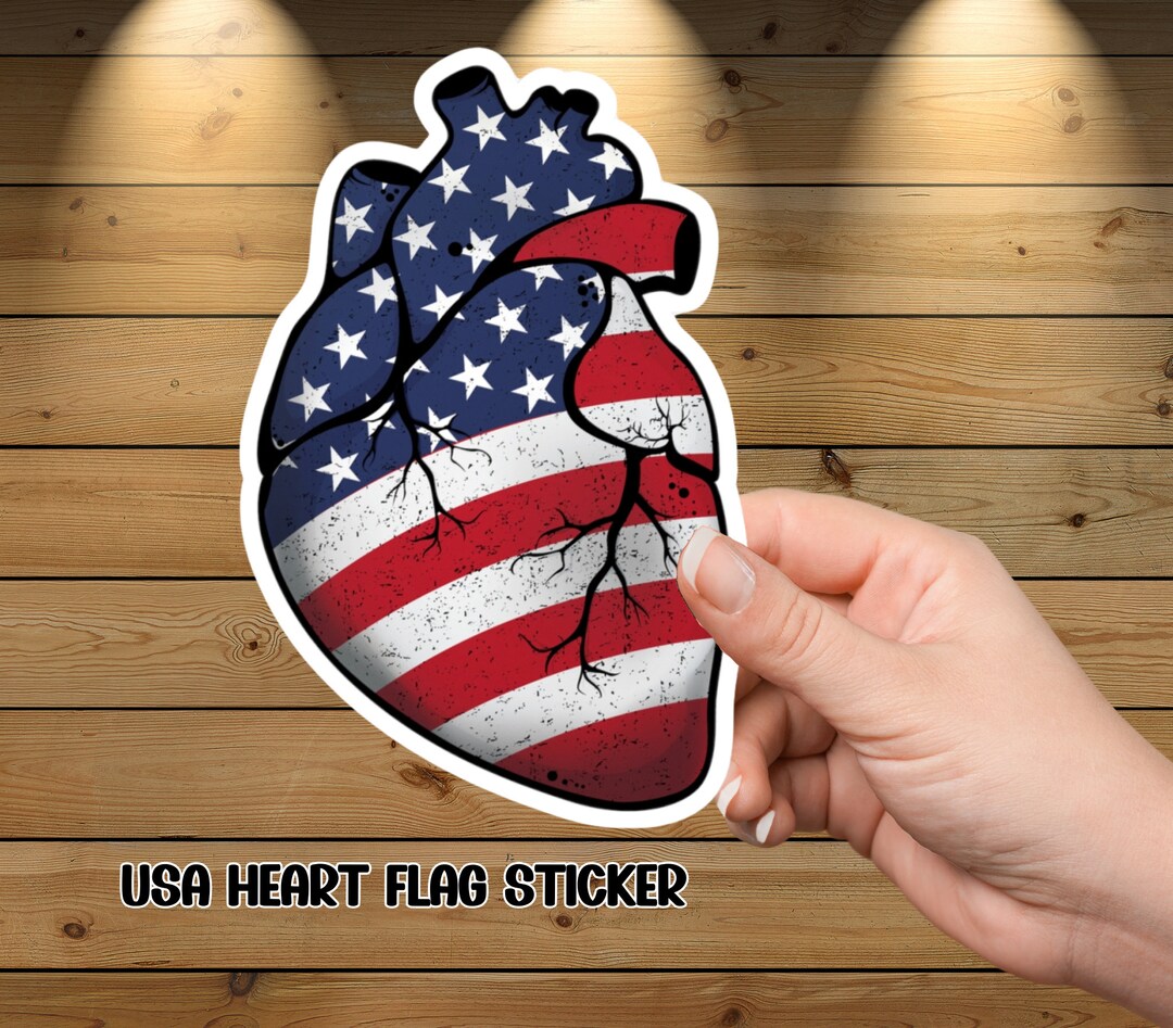 Usa Vinyl Decal Stickers, Usa Heart Flag Sticker Decal, Laptop Decal ...