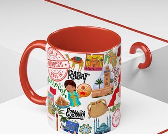 Mug Personnalisé Drapeau Du Maroc - Tasse à Café 325 Ml - Céramique Blanche - Neuf - Fabriqué En France