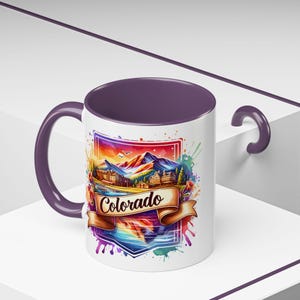 Colorado State Coffee Mug, Colorado Souvenir Cup, Travel Lover Gift, Mountain Themed Decal, Ceramic Mug, Usa State Travel