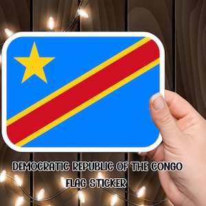 Congo Flag Vinyl Sticker for Travelers and Collectors, Democratic Republic of the Congo Flag Sticker.