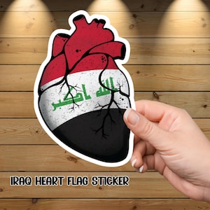 Iraq Heart Flag Sticker: Patriotic Vinyl Decal