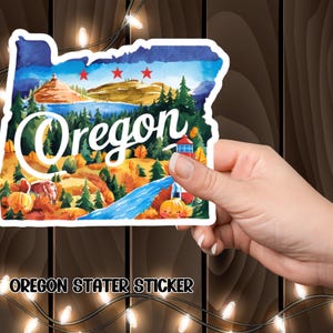 Stickers Oregon Kiss-Cut, sticker État des États-Unis, souvenir du voyageur, sticker pour ordinateur portable, autocollant de voiture, scrapbooking, sticker voyage cadeau