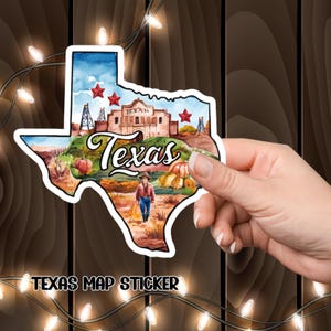 Texas Kiss-Cut Sticker, State Vinyl Decal for Laptop, Planner, Notebook, Texas Decal, Travel Gift