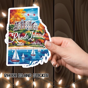 Rhode Island Vinyl Sticker, Travel Theme Sticker, USA State Decal, Laptop Decal, Water Bottle Sticker, Car Decal, Wanderlust Sticker