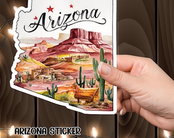 Arizona Landscape Sticker: Desert Cactus, Southwest Travel Decal