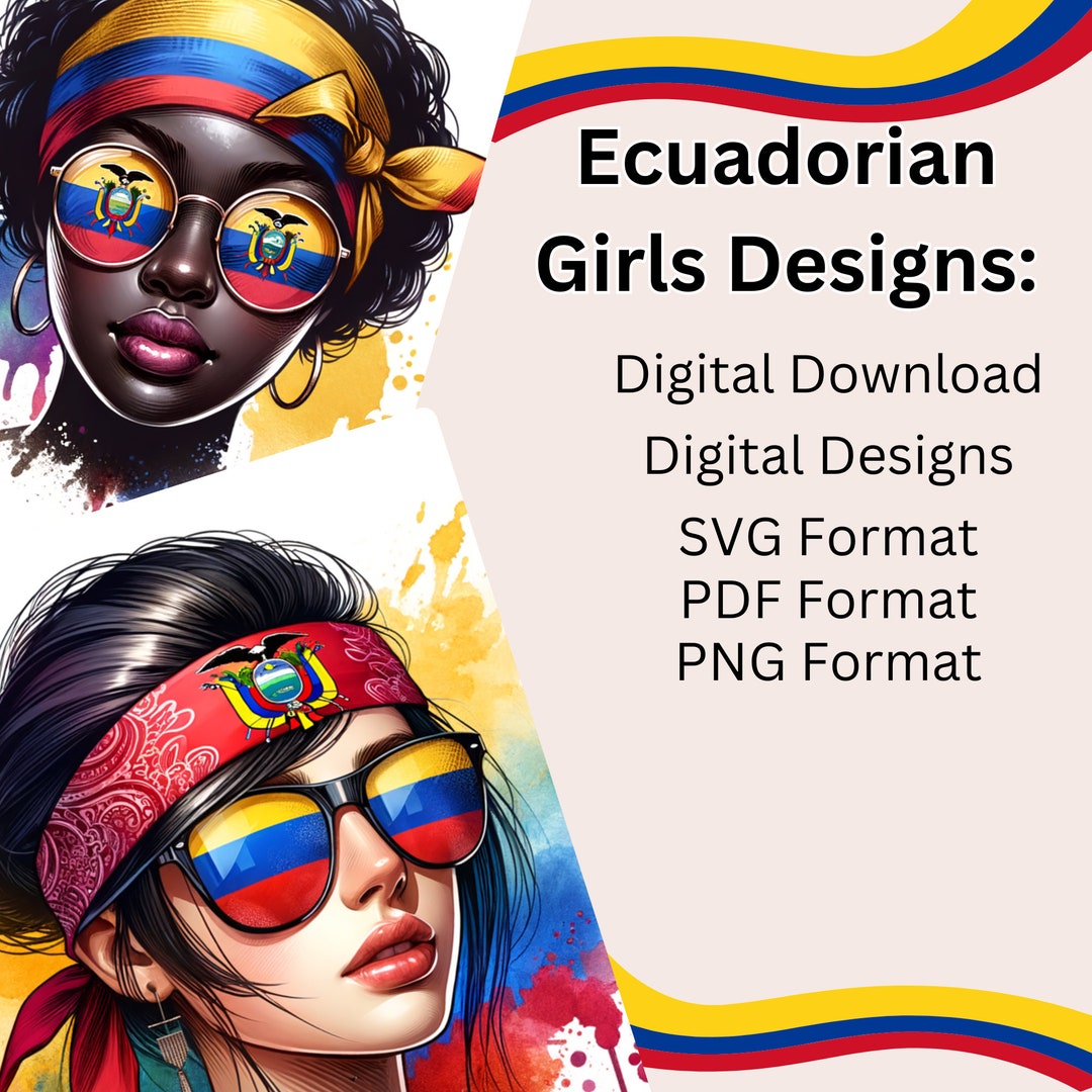Ecuadorian Girls in SVG, PNG, PDF, Ecuadorian Pride, Digital Clipart