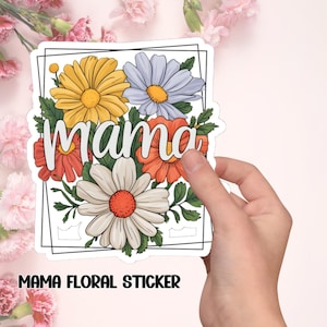 Sticker mama bloemen, Moederdagcadeau, laptopsticker, sticker schattige mama, vinylsticker, benodigdheden voor scrapbooking