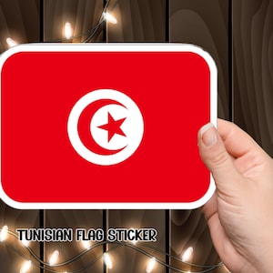 Décalcomanie du drapeau tunisien pour votre ordinateur portable, autocollant patriotique, autocollant drapeau tunisien en vinyle, décalcomanie inspirée des voyages, décalcomanie en vinyle.