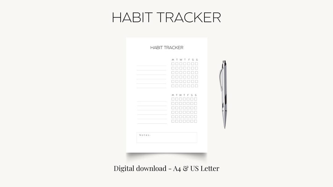 Habit Tracker Printable – Digital Download (A4 & US Letter), Undated ...