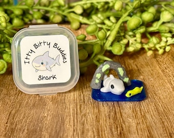 Miniature Shark Playset: Itty Bitty Buddies 3D Printed Tiny Desk Pet Ocean Animal Fidget Toy