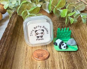 Miniature Panda Playset: Itty Bitty Buddies 3D Printed Tiny Desk Pet Animal Fidget Toy