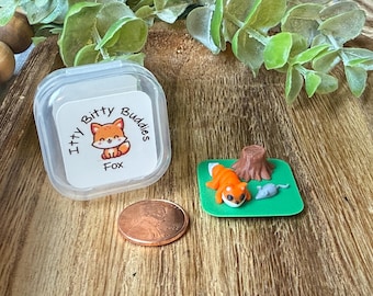 Miniature Fox Playset: Itty Bitty Buddies 3D Printed Forest Desk Pet Animal Fidget Toy