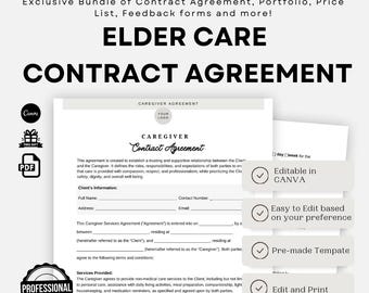 Caregiver Agreement Template, Caregiver Employment Contract, Home Care Services Agreement, Elder Care Agreement, In-Home Care Agreement