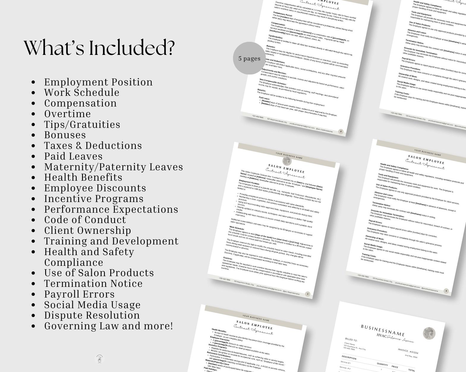 Salon Employee Commission Agreement, Stylist Commission Agreement ...